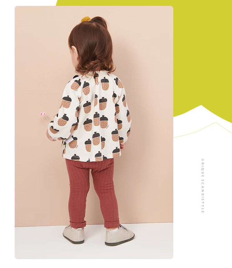 moimoln小云朵童装女童套装春秋款纯棉可爱印花宝宝两件套韩版潮 象牙