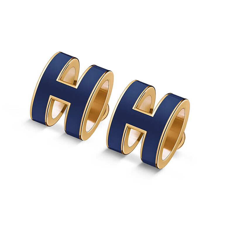 hermes爱马仕耳环经典立体h形状椭圆h珐琅椭圆耳钉 红色【图片 价格