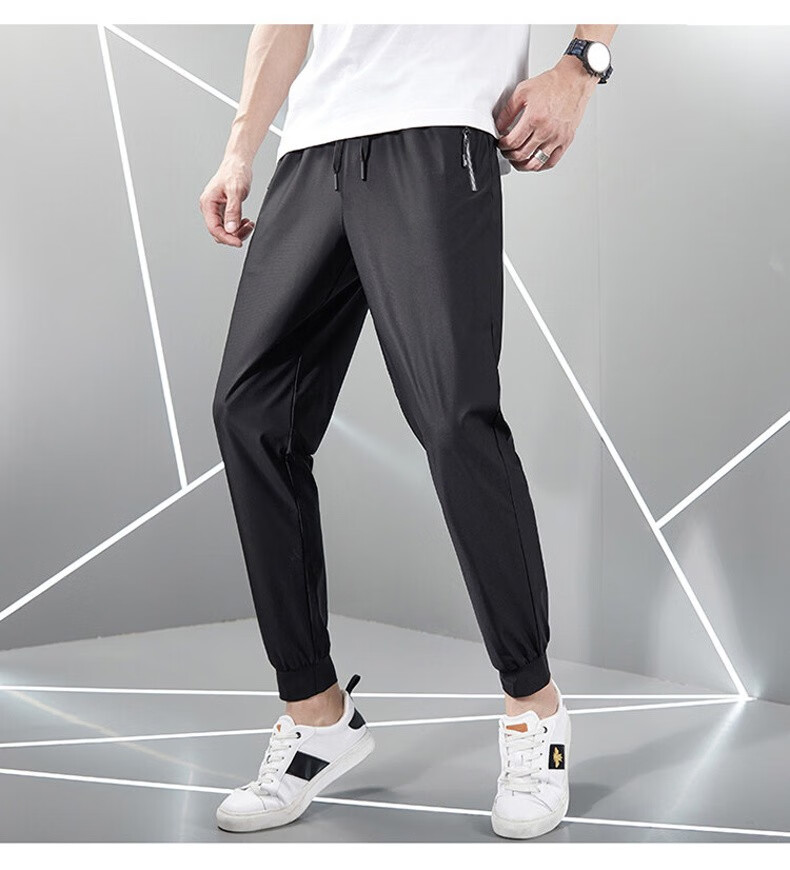 两条装罗蒙男装休闲裤男冰丝裤夏季裤子男士直筒裤运动服新款速干中