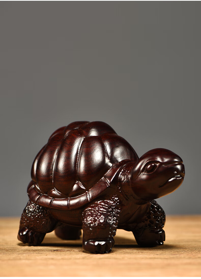 鲁积图 黑檀木雕乌龟摆件实木动物木头龟客厅家居玄关