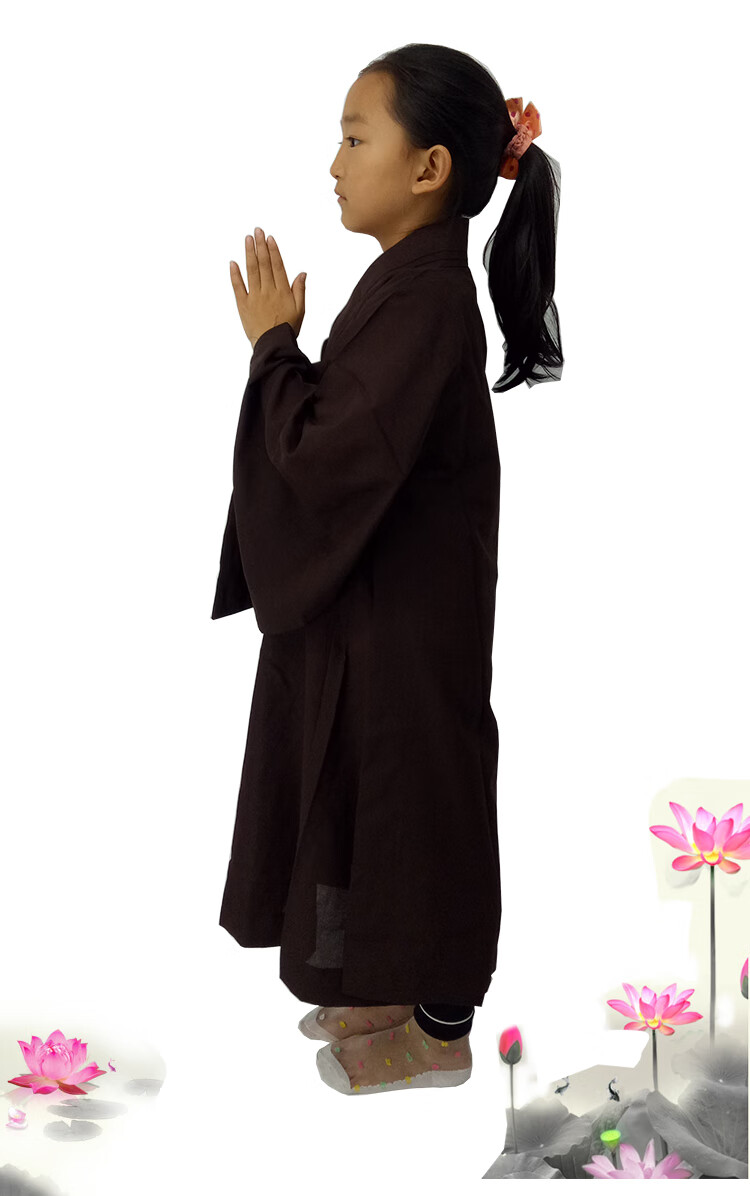 出家人僧人穿的衣服 儿童海青僧衣僧服僧袍居士服 短套小和尚海青佛教