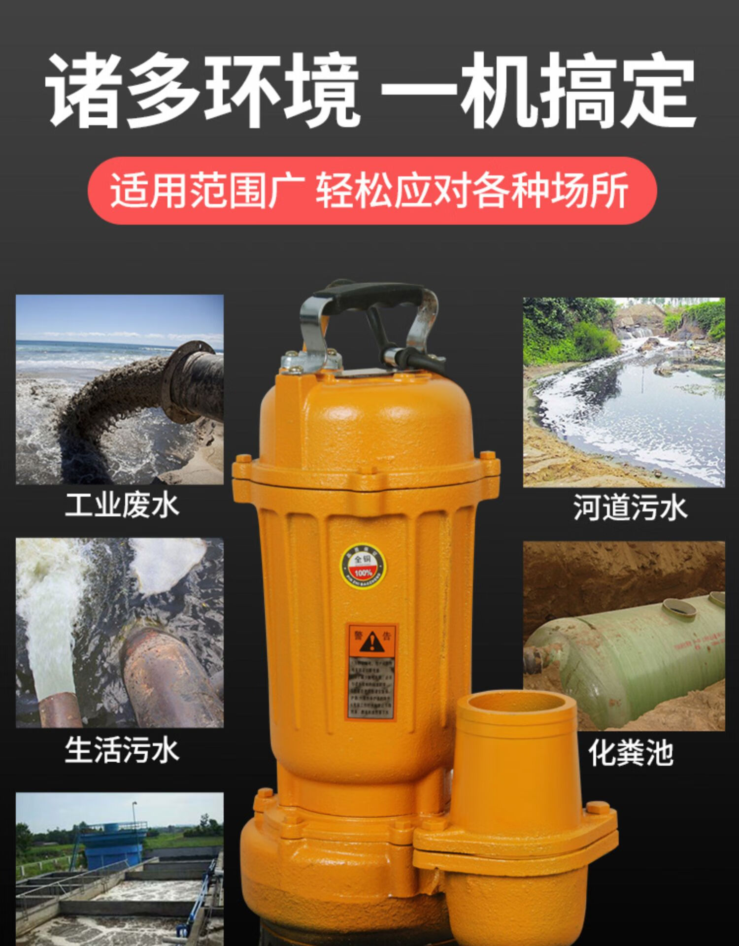 汙水泵220v380v三相小型家用抽糞泥漿排汙農用抽水機潛水泵高揚程15kw