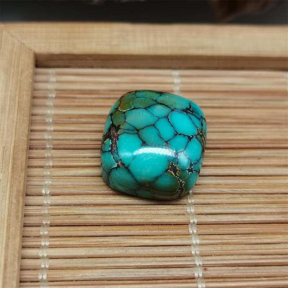 古珍一物一图原矿湖北十堰绿松石配珠戒面戒指女配饰顶珠腰珠送长辈