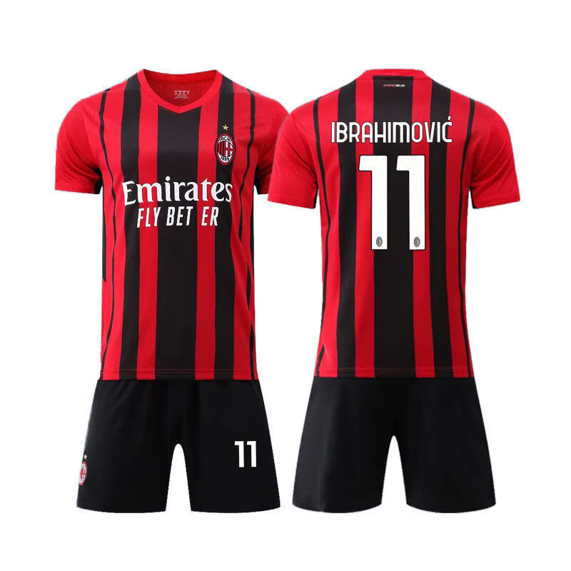 ac米兰球衣2021主客场22号卡卡11号伊布儿童比赛训练服男定制 2122ac