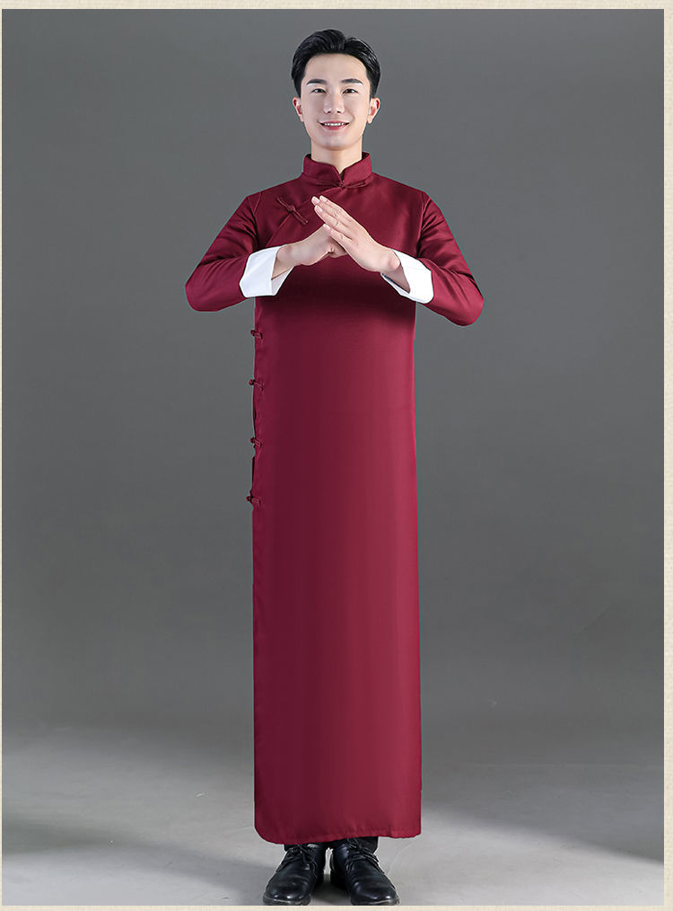 海澜集团旗下海澜优选相声服长袍相声大褂中式伴郎服民国长衫装唐装男