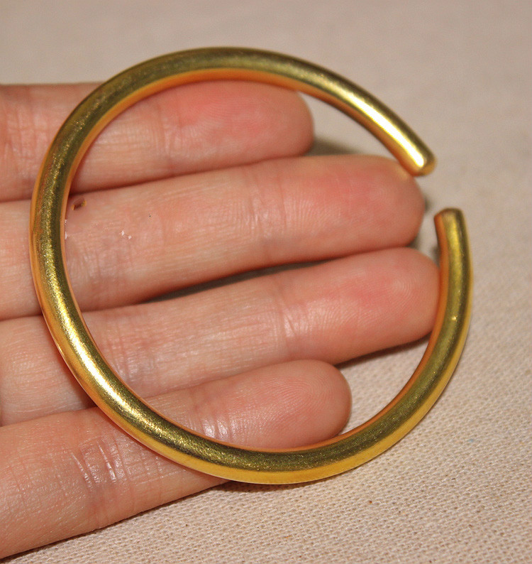 法西欧里外实心黄铜手镯手工铜镯子铜男女铜手镯粗45mm净重约25g左右