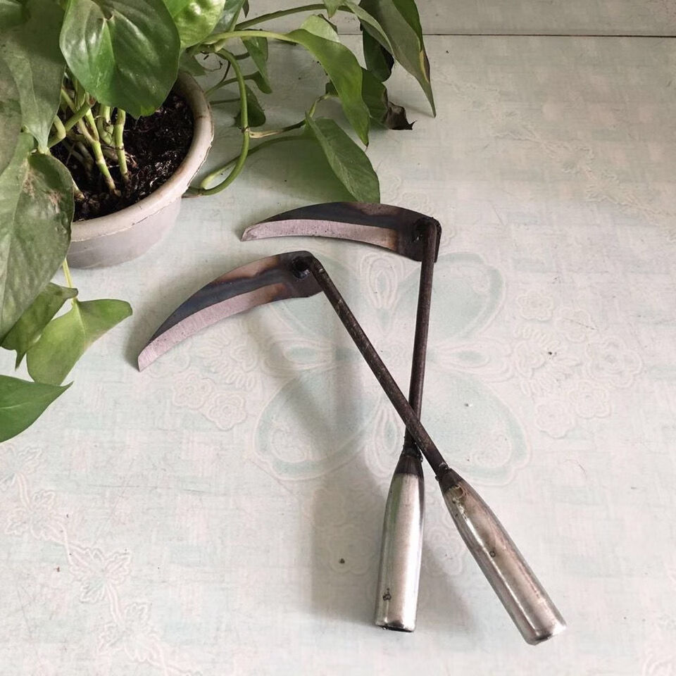 可狄kedi割草刀镰刀锄头月牙锄头割韭菜小镰刀割草除草两把镰刀加两把