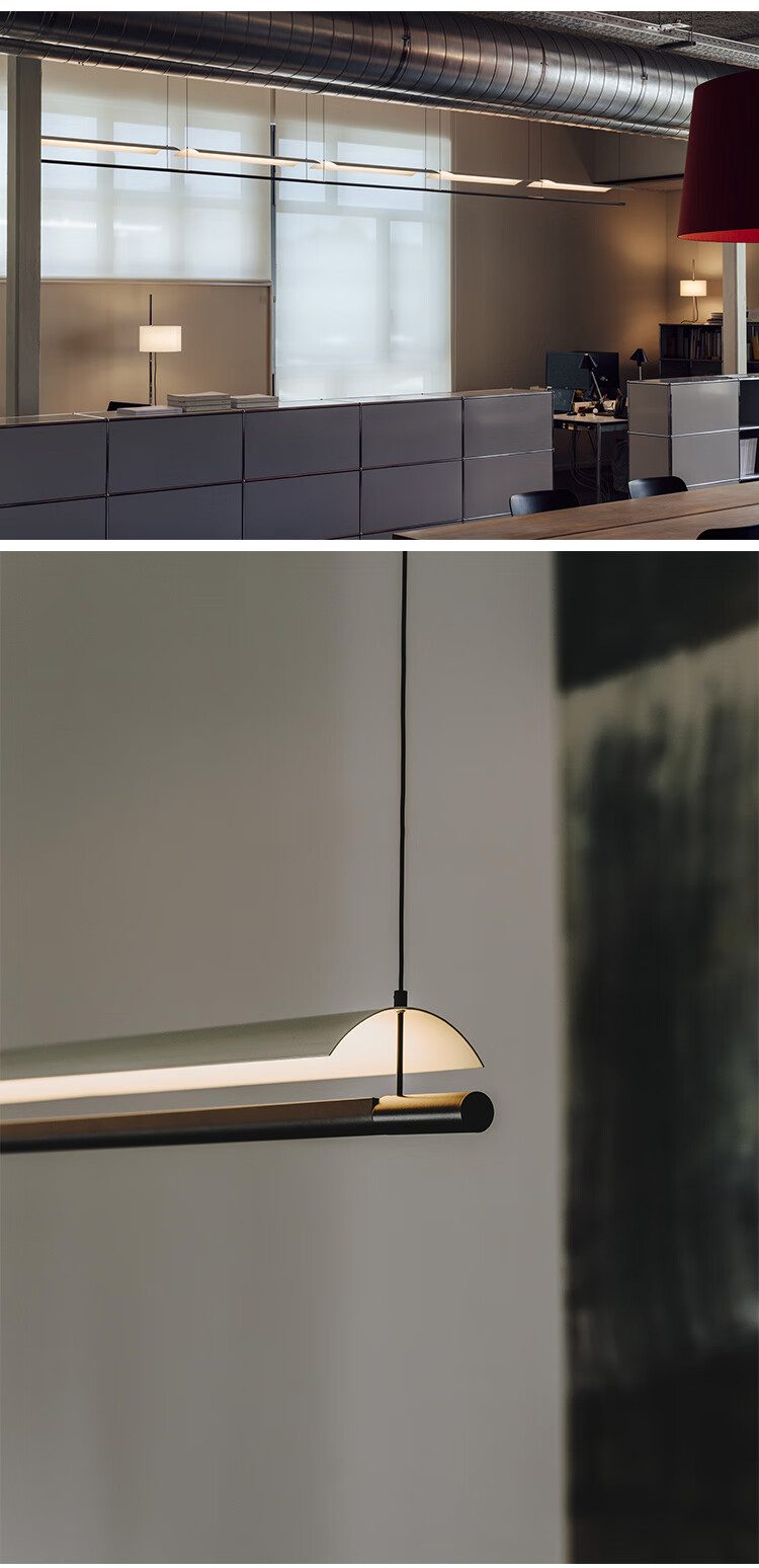 吊灯现代简约餐桌吧台灯饰创意极简一字办公室长条灯具2头198cm暖光
