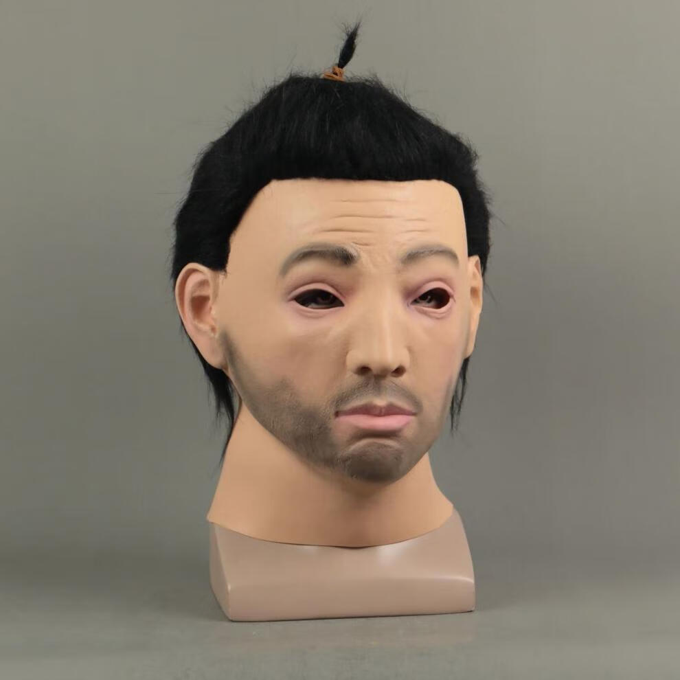 硅胶人脸面具 3d立体人脸面具直播美女伪娘头套光头男女搞笑角色扮演