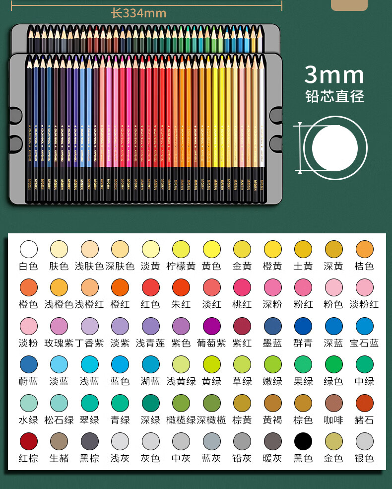 晨光水溶性彩铅32色晨光48色水溶性铁盒彩铅72油性彩铅涂色笔绘画彩