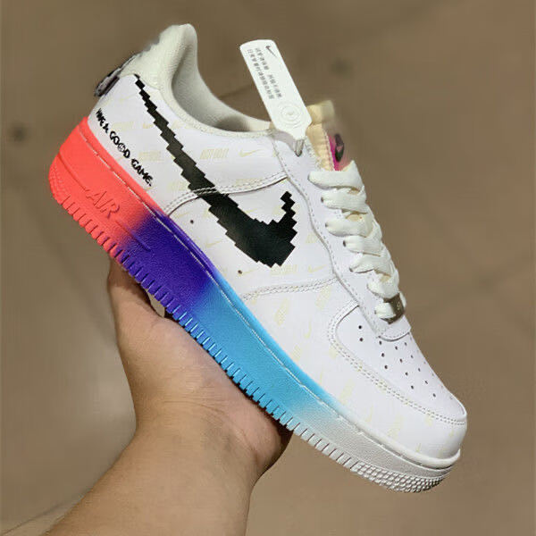 开拓者电玩 sb blazer mid 77 aj电玩像素男女夜光联名鞋 拆线灰白 36