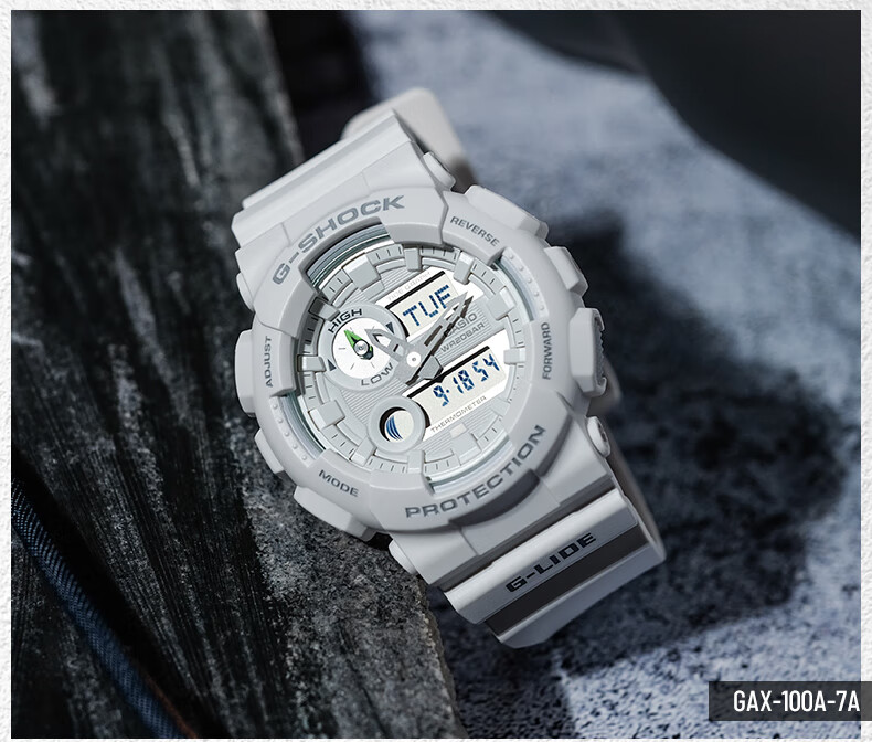 卡西欧手表男款g-shock简洁大表盘潮汐月相防磁防震运动表gax-100 1.