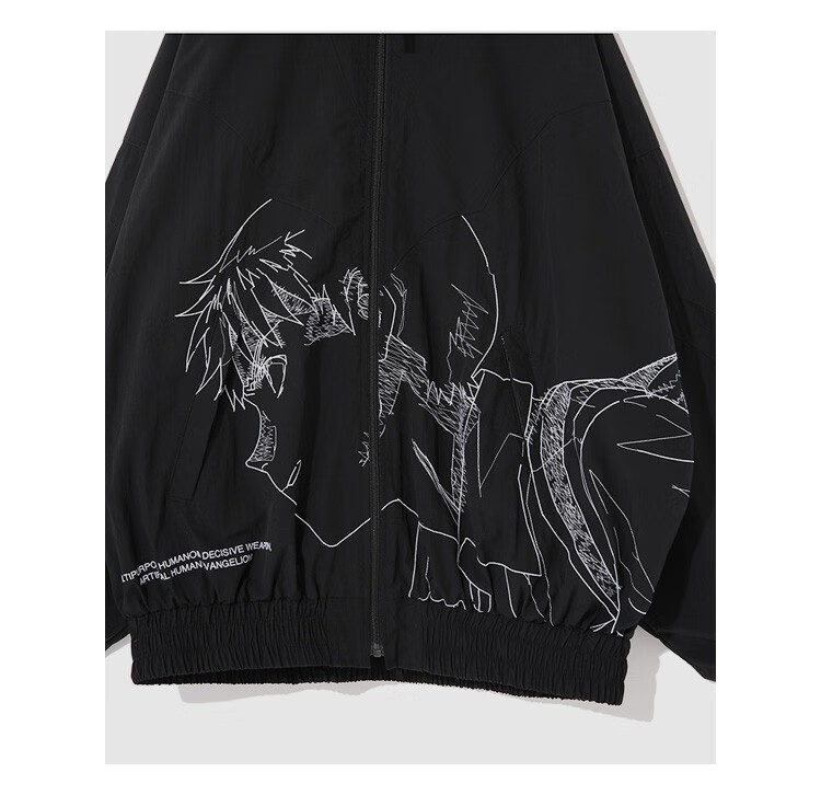 eva初号机联名undercover高桥盾周边潮宽松夜光刺绣夹克风衣外套 黑色
