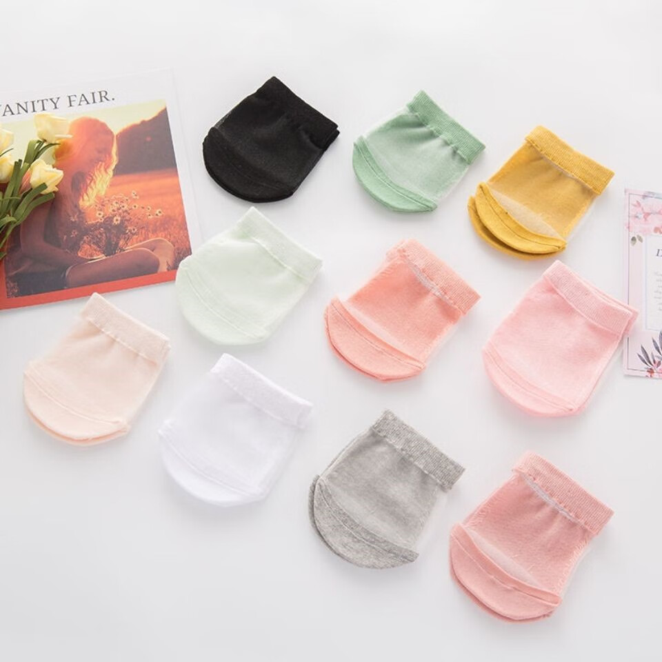 脚掌袜包头半拖鞋袜子透明冰丝半掌袜女前脚掌袜子夏季薄款棉质半截袜