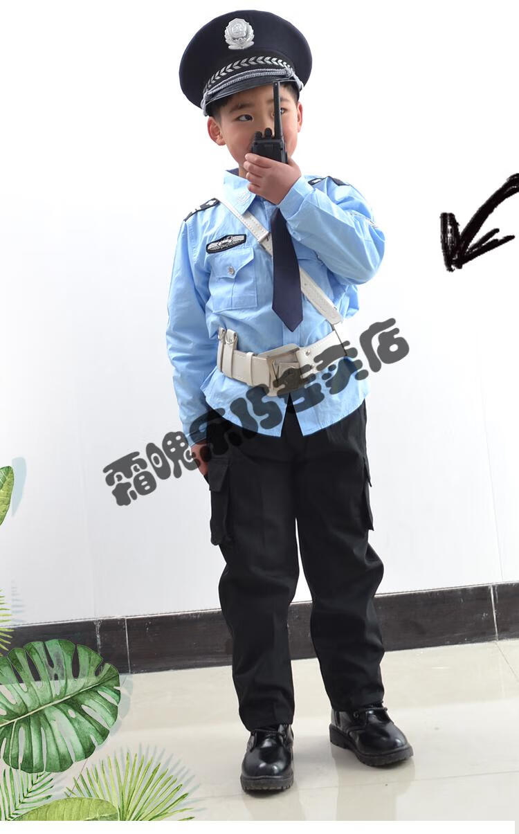 儿童警察服警长衣服幼儿小交装备工作服玩具m6 男【长款】八件套 100