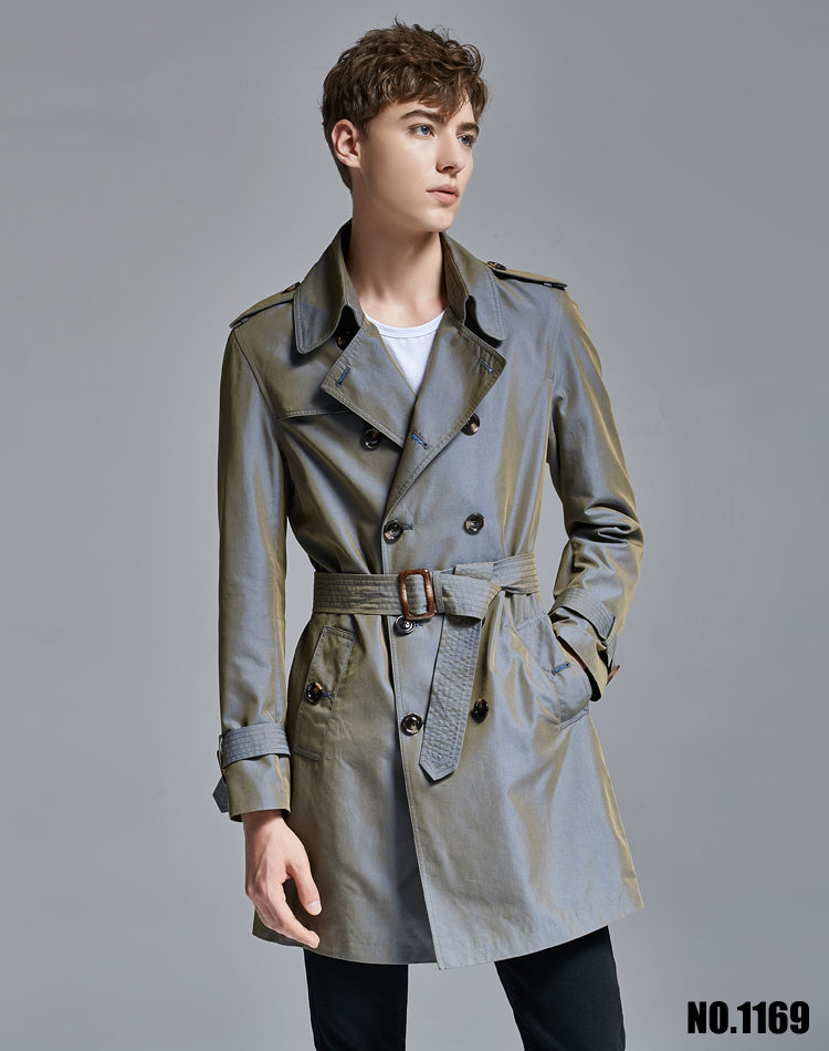 gorankadi香港潮牌新品变色龙风衣男2019春秋新款英伦双排扣经典外套