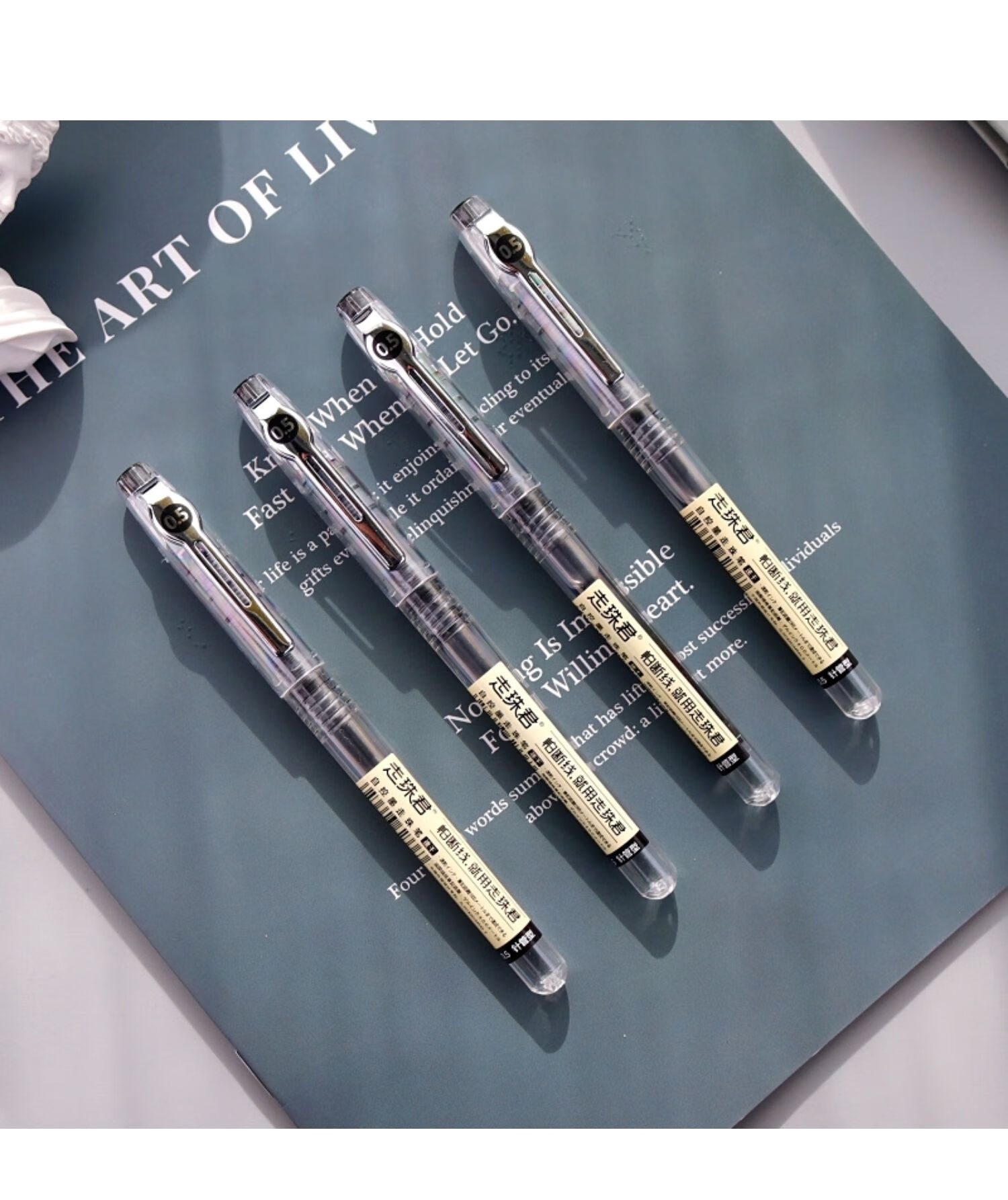 山柏走珠君直液式走珠笔速干中性笔d500学霸刷题笔学生用黑笔052支