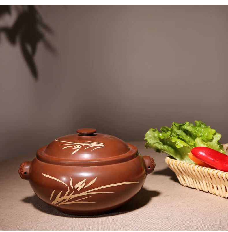 云南建水紫陶汽锅鸡汽锅紫砂汽锅荷花福蒸锅家用汤锅手工汽锅兰花普通