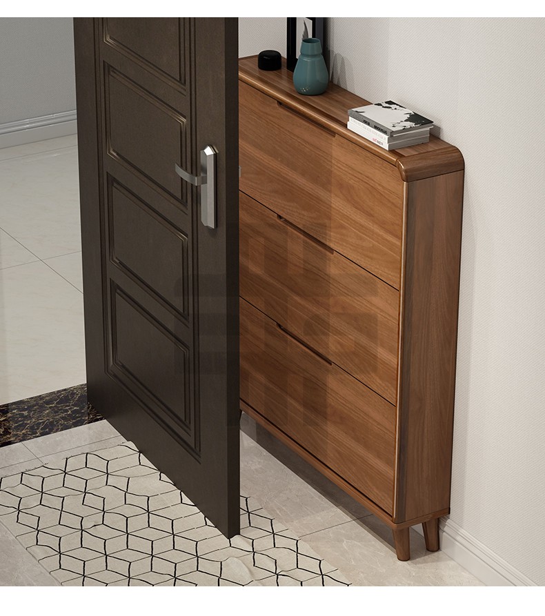 定制 正对入户门的柜子鞋柜实木框大容量窄家用门口入户小翻斗式简约