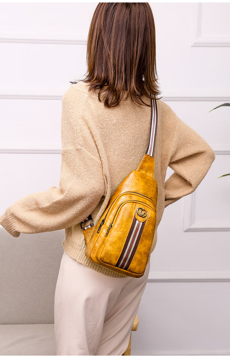 黑法儿新品胸包女新韩版软皮小背包情侣休闲百搭女士胸前包单肩斜挎包