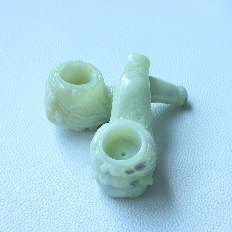 新品玉石烟斗岫玉旱烟锅龙头烟嘴烟袋锅大锅旱烟斗烟具男士手玩件龙头