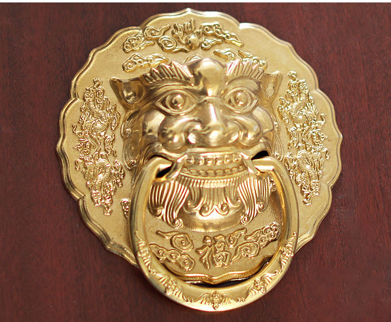 中式仿古纯铜兽头拉手大门狮子头虎头拉环复古典装饰木门环扣把手