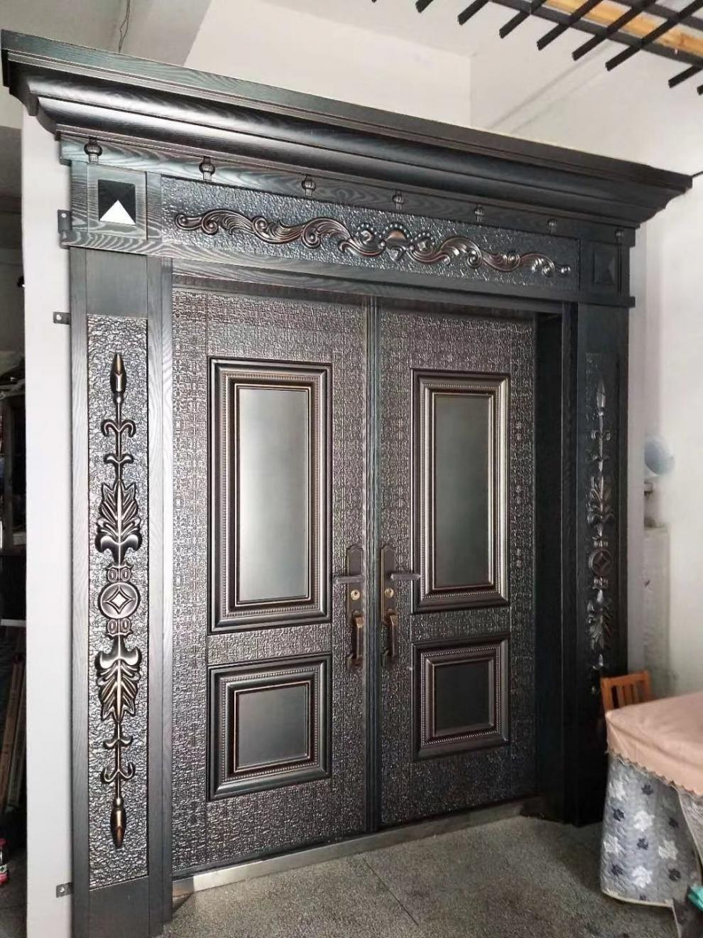 合金仿真铜复合门别墅大门双开门农村进户门四开非标大门对开门真紫铜