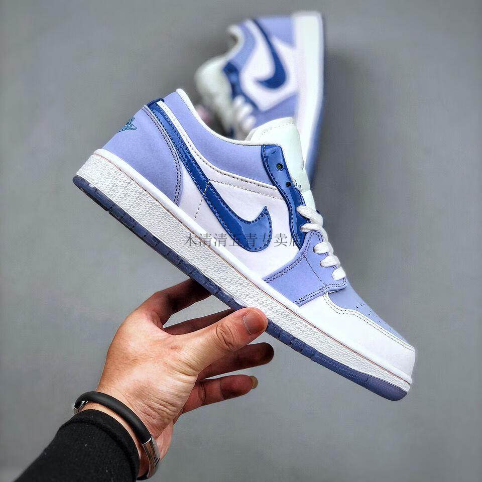 木清清高版本/乔 low aj 大眼睛雾霾蓝 浅蓝色 低帮休闲板鞋dm- 雾霾