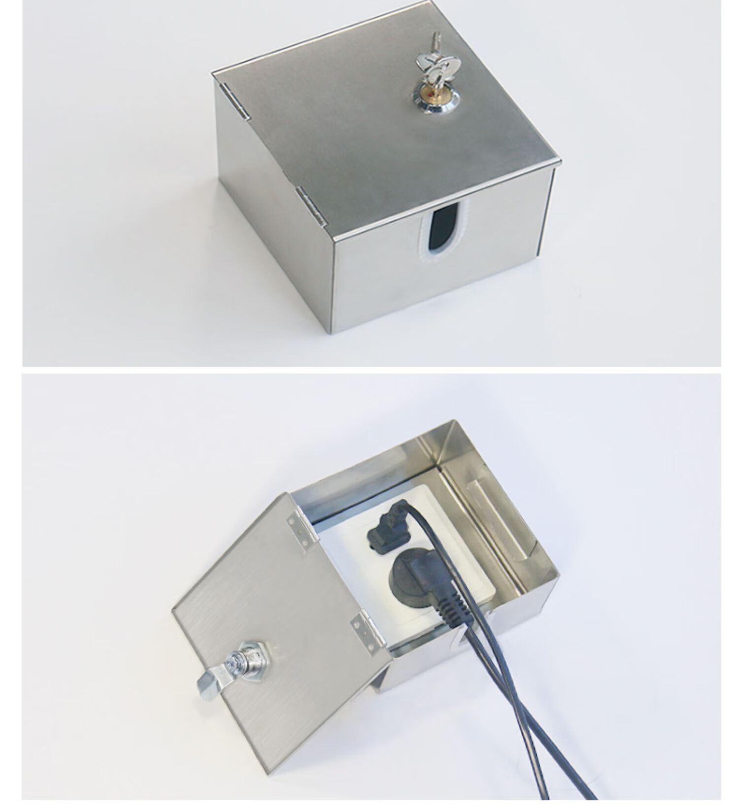 不锈钢室外防溅盒86型防水盒插座锁盒子带锁防盗电户外开关保护盒铁