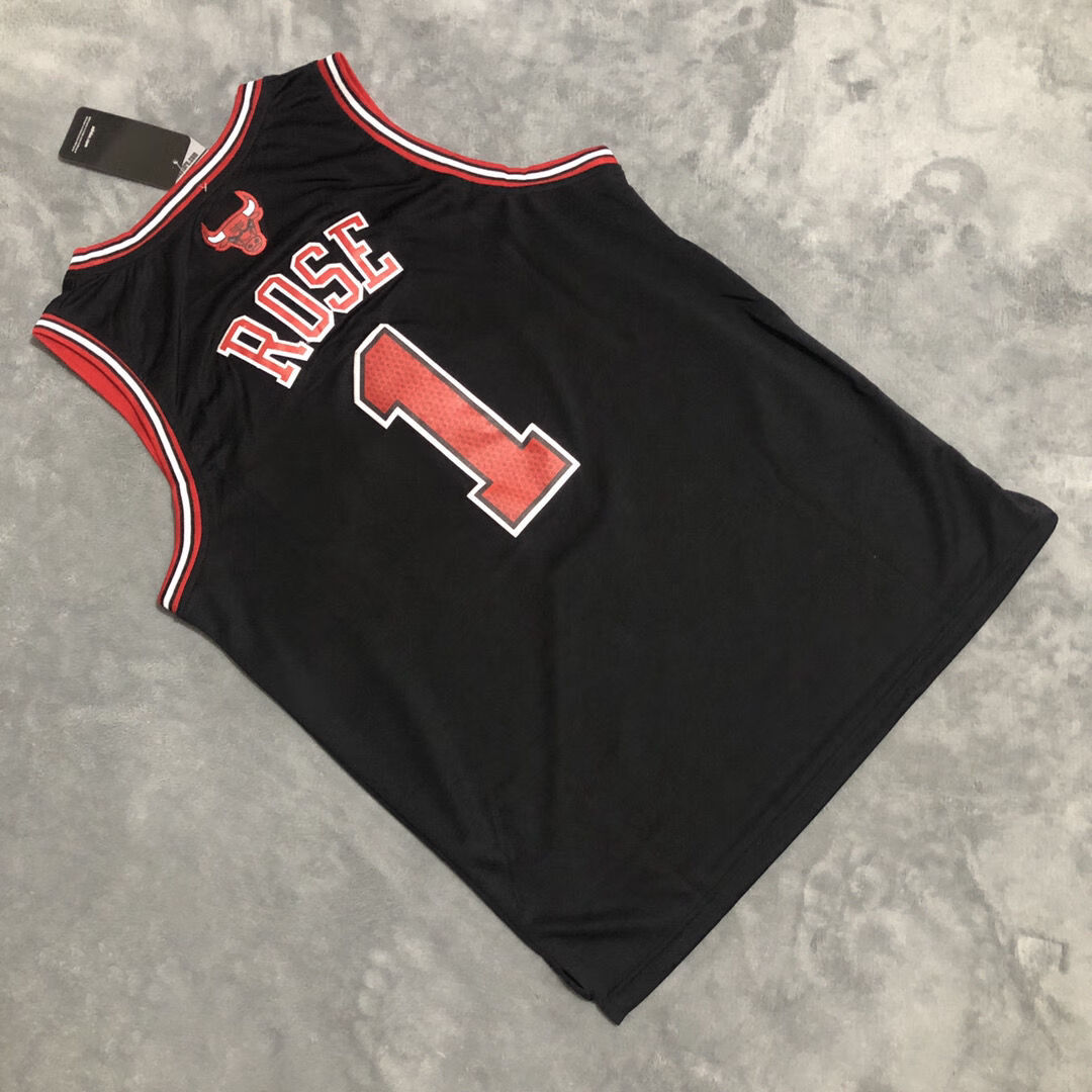 罗斯1号复古篮球服男公牛运动球衣休闲训练背心圆领上衣宽松刺绣 罗斯