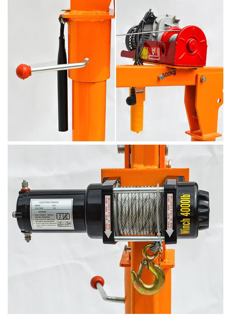 吊1吨220v电动液压吊车货车用起重机 国产加厚1吨12v液压款遥控【图片