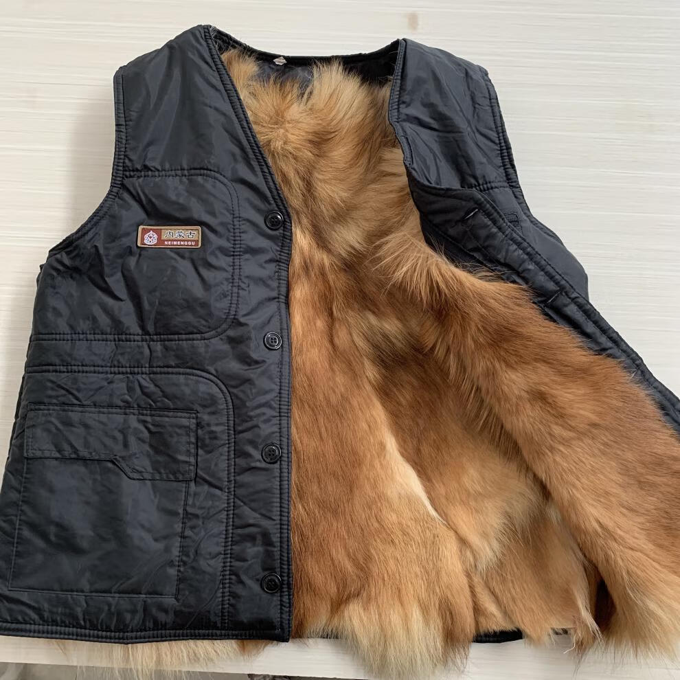 皮毛一体狗皮马甲男无袖老年冬季保暖加厚羊皮坎肩爸爸加厚防风外套