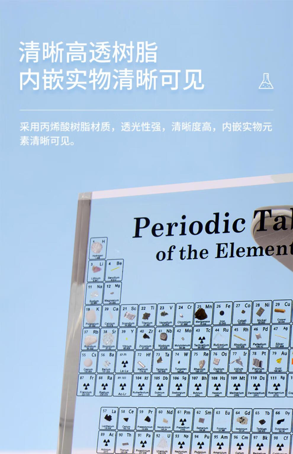 oein化学元素周期表元素实物摆件矿石标本亚克力创意生日礼物毕业科普