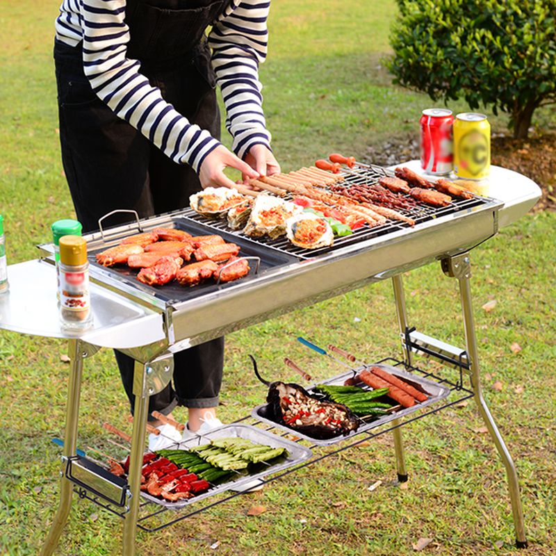 烤全羊烧烤架 野外烧烤炉 家用不锈钢烧烤架户外木炭3-5人以上工具