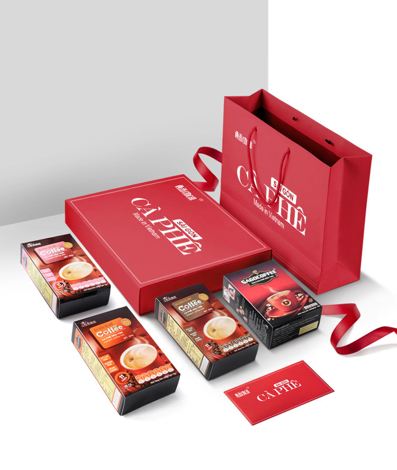 5折西贡咖啡年货礼盒越南西贡咖啡礼盒装4盒多口味三合一速溶咖啡粉