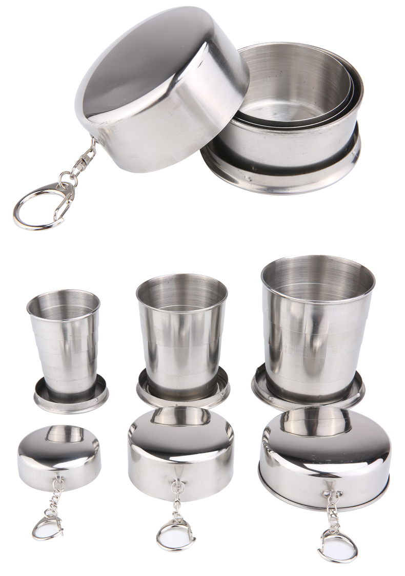 户外运动旅游大容量水壶不锈钢折叠杯伸缩杯旅行便携水杯子不漏水