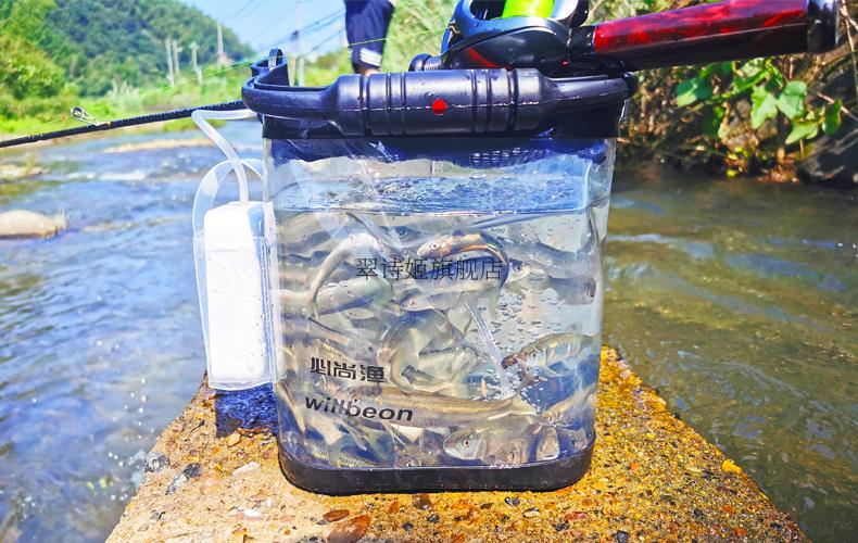 2022新款户外透明桶钓鱼养鱼溪流装鱼桶加厚耐磨折叠水桶可挂增氧泵单