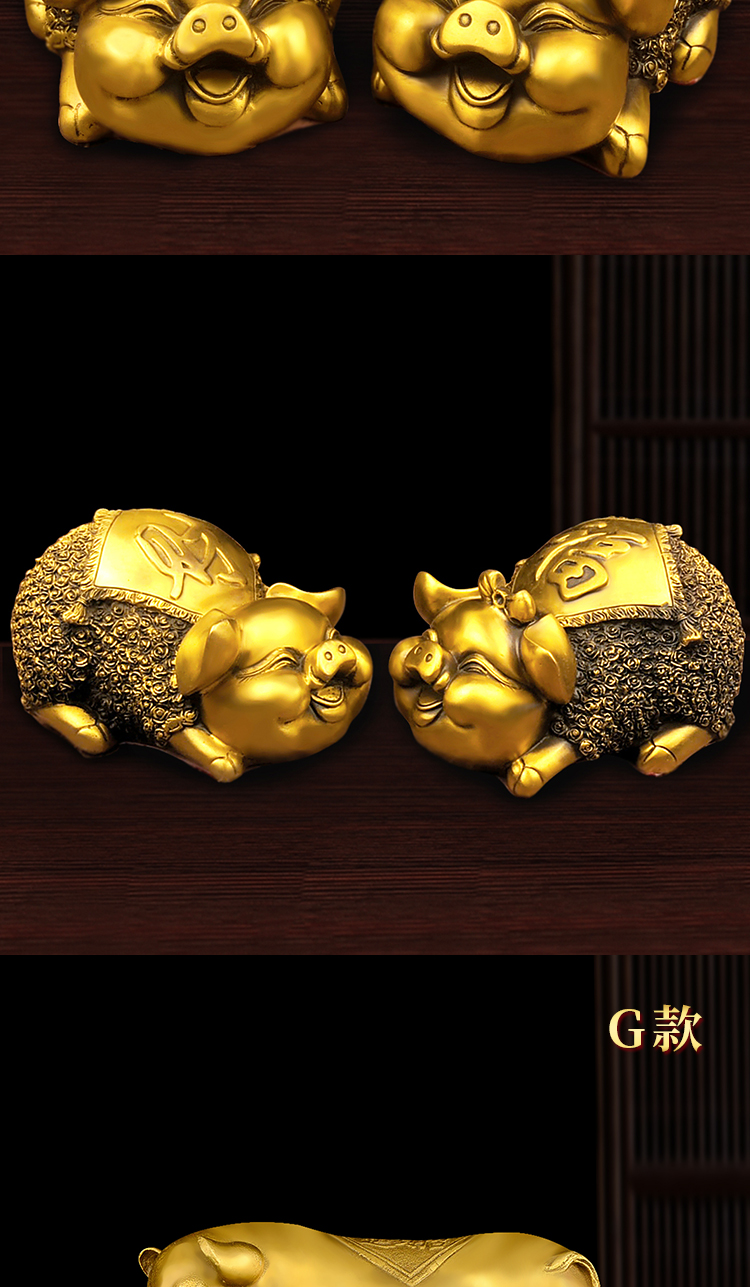 家财万贯铜猪摆件发财猪存钱罐吉祥物福猪工艺品摆放客厅玄关办公室