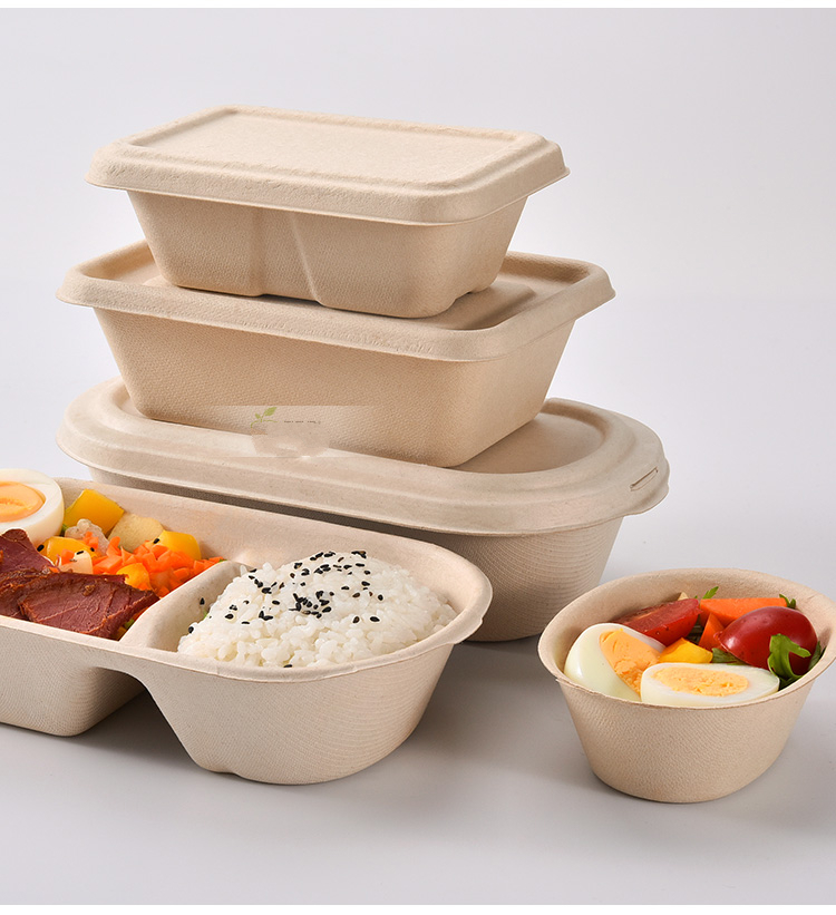 一次性饭盒纸浆轻食餐盒纸质打包盒外卖水果盒便当沙拉盒钢盾新款800