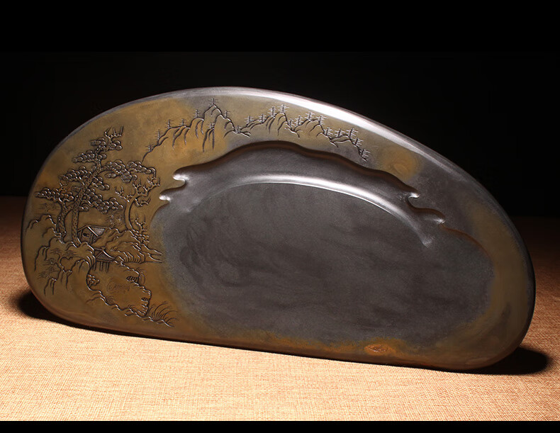 大师砚汇匠心非遗歙砚名师作品溪山幽居精品砚台山水题材龙尾砚摆件