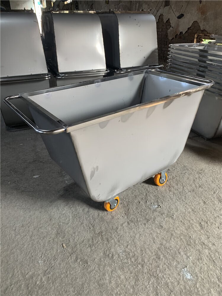 hkpz*猪场饲料车手推车不锈钢斗车饲料运输车养殖场加厚喂料车推料车