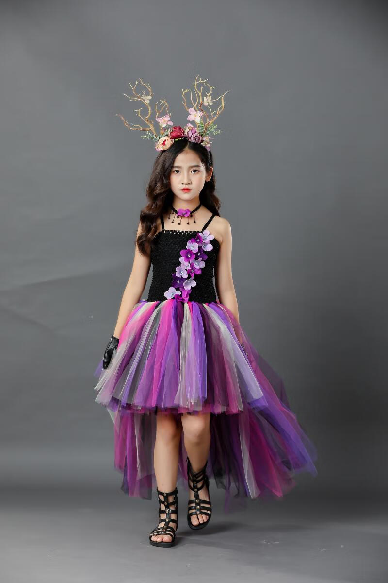 儿童走秀潮服女童礼服森林系公主蓬蓬裙拍照写真连衣裙少儿模特走秀