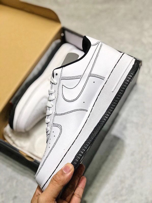纯原品质 af1 空军一号黑白缝线头层皮男鞋女鞋低帮情侣休闲运动板鞋