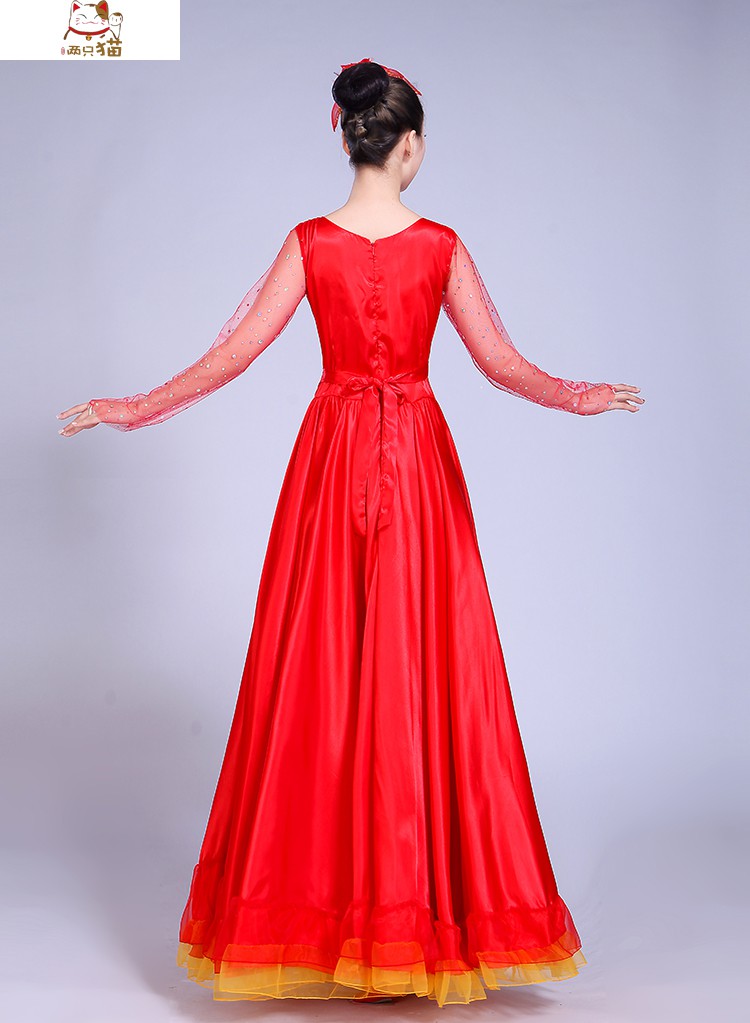 服装大合唱舞台装开场舞大摆裙演出服女长裙 180度(定做备注颜色款式