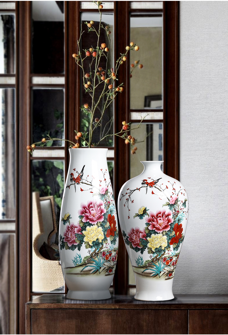 御梦赐轩景德镇陶瓷器粉彩牡丹花瓶花开富贵赏瓶客厅家居工艺品摆件