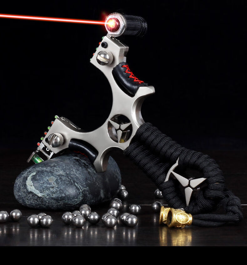 弹弓成人专业猎弓新款扁皮不锈钢高精度强快压免绑弹工玩具大全金属款