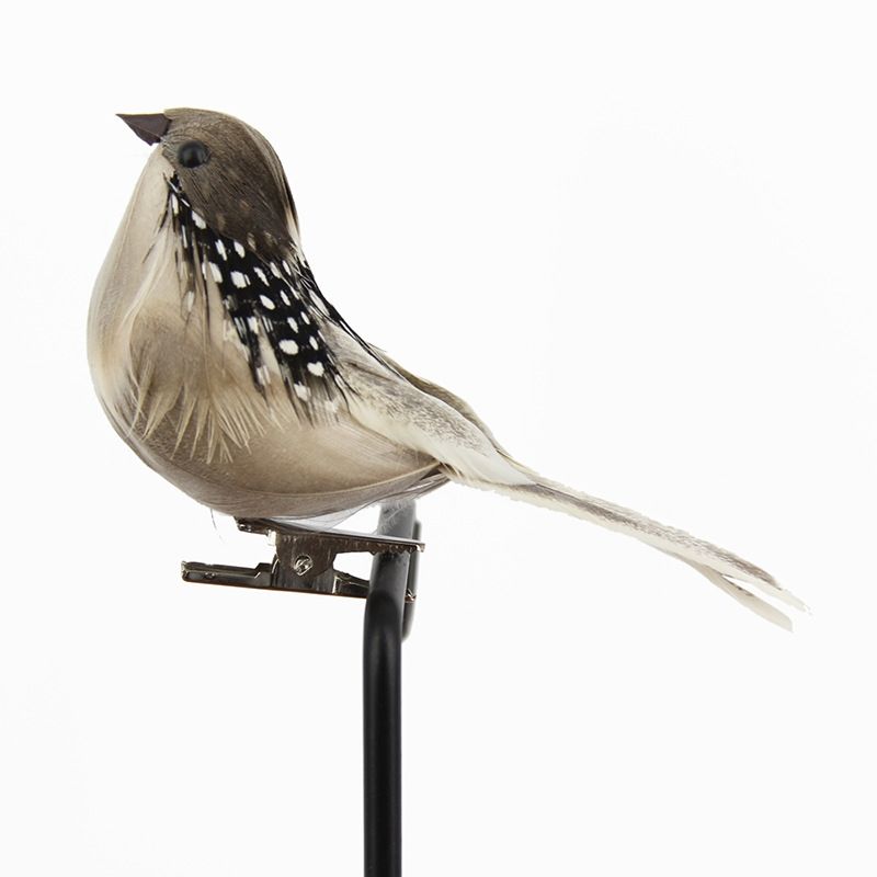 麻雀 夹子款泡沫羽毛小鸟 田园庭院美式乡村装饰 藤圈加一只23cm蓝色