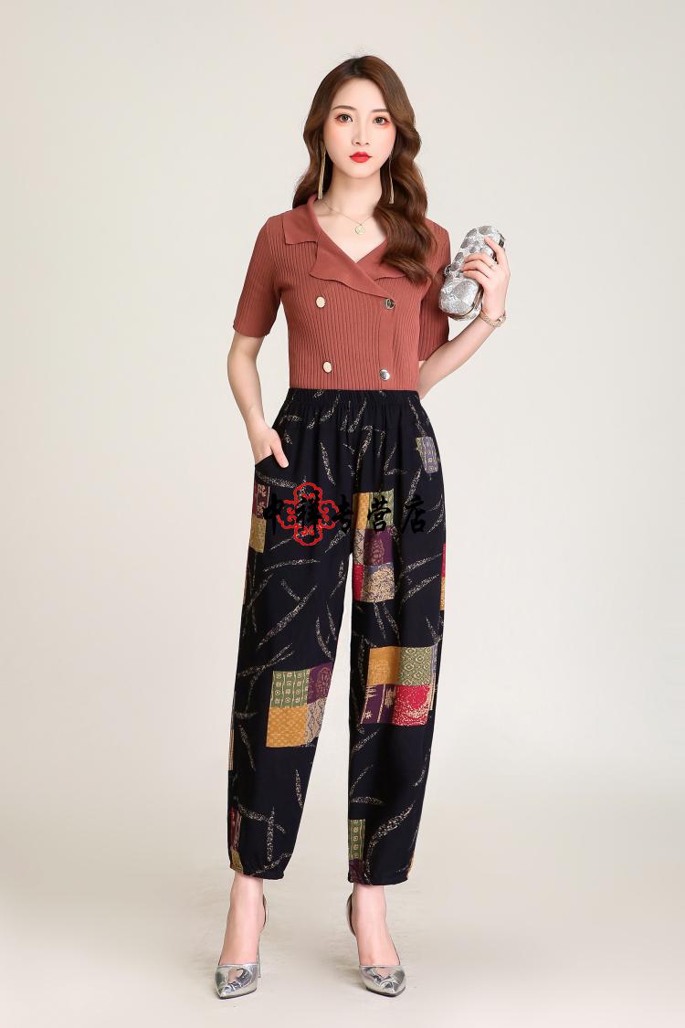 绸宽松大码妈妈居裤子老人夏季睡裤薄款2020年春季新款 灯笼裤六号色