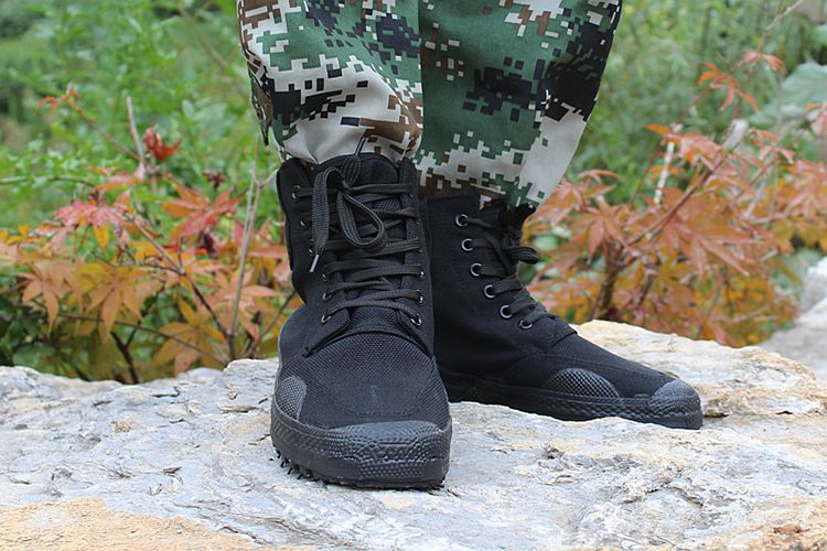 作训鞋黑色高帮解放鞋男鞋工地迷彩劳保胶鞋女夏季军鞋防滑军训鞋