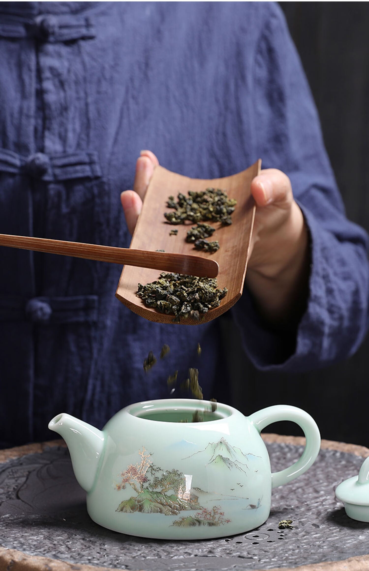 青瓷单壶中式复古功夫茶具配件小茶壶亚光小泡茶器喝茶壶子亚光禅定壶